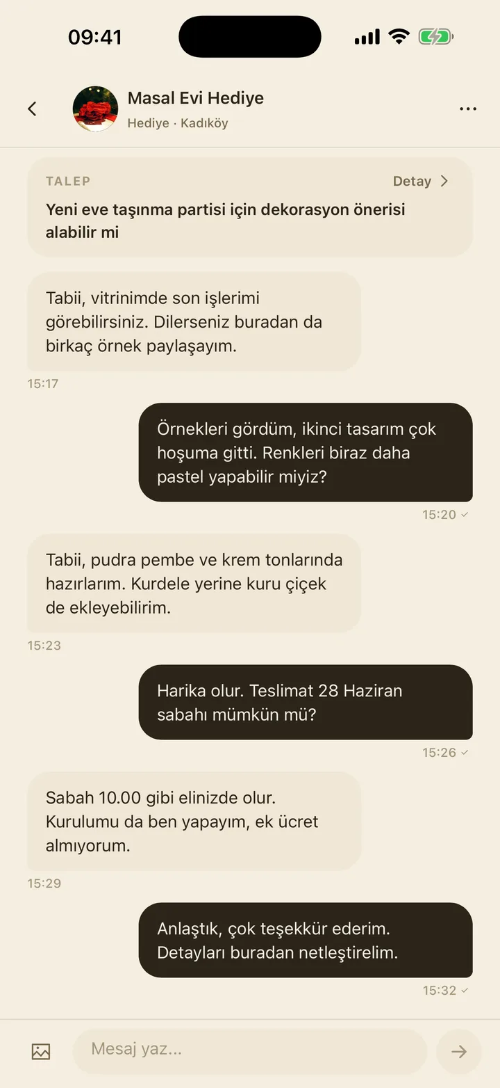 Celebrant ile Celebrist arasında gerçek zamanlı sohbet